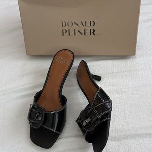 Donald J. Pliner Black Patent Leather Mules
